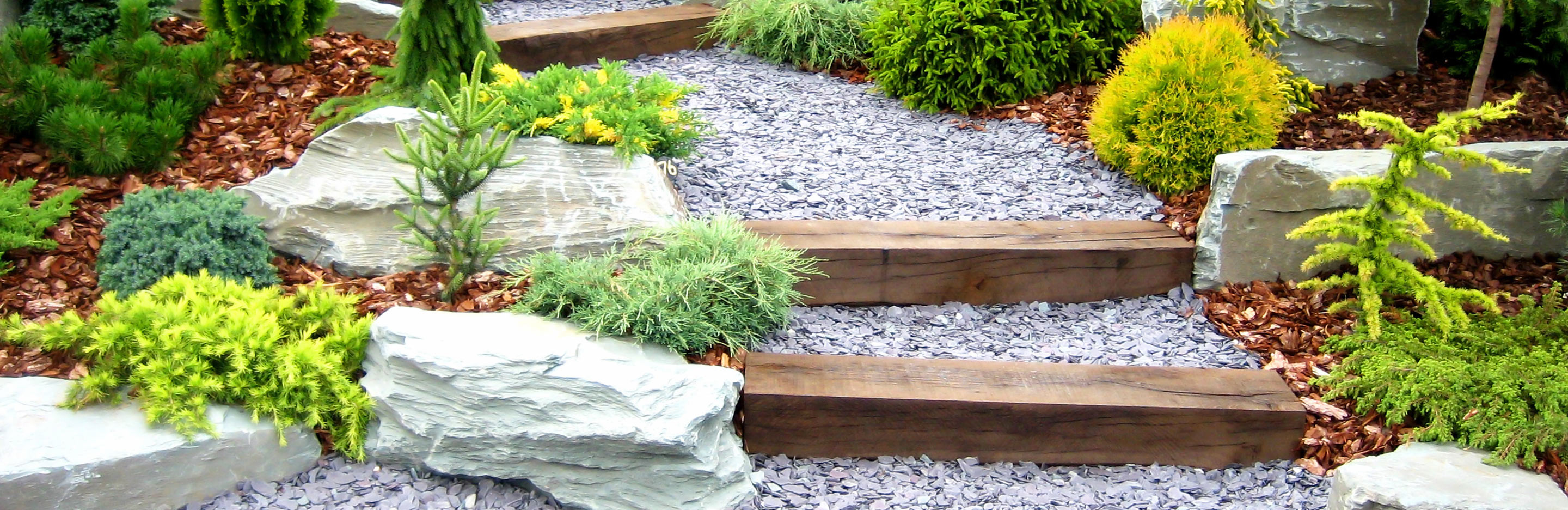 Garden landscaping with railway sleepers