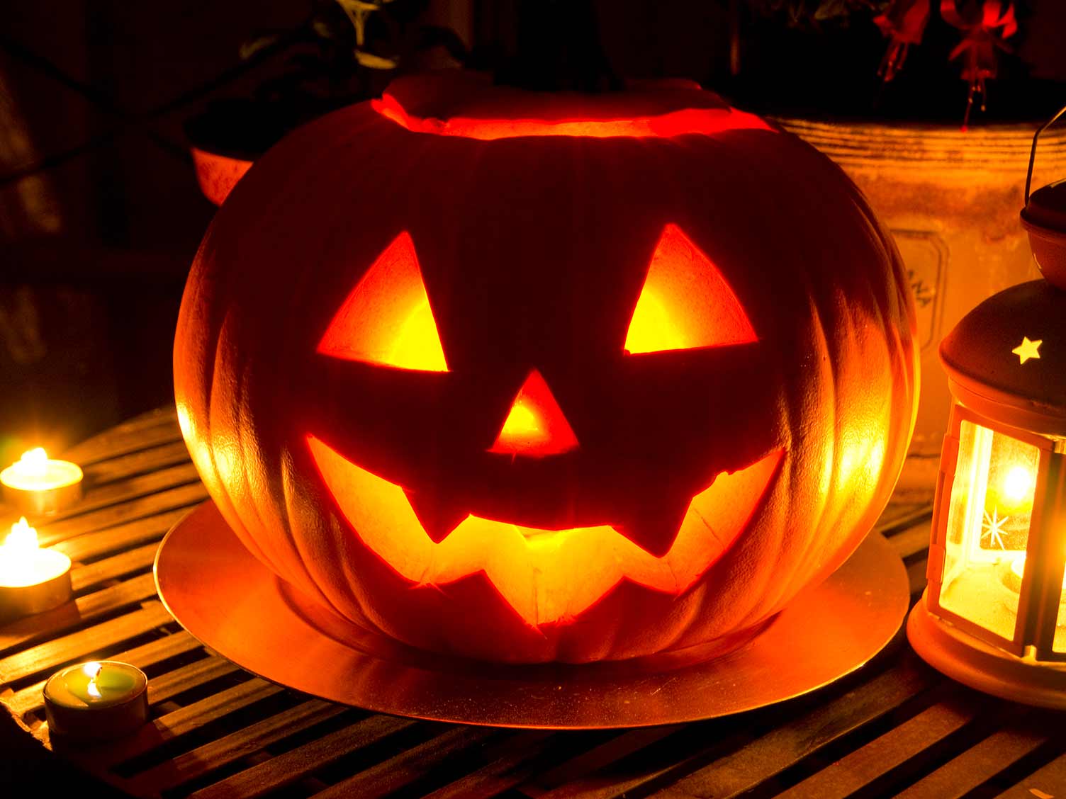 Pumpkin Jack-o-lantern at Halloween