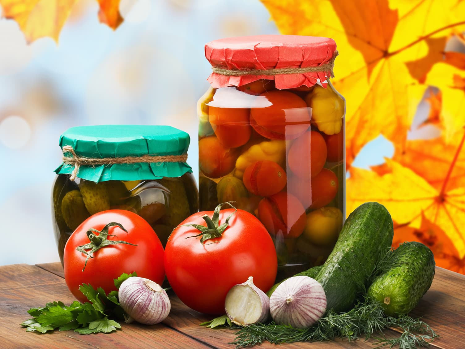 Jar of vegetables on a table