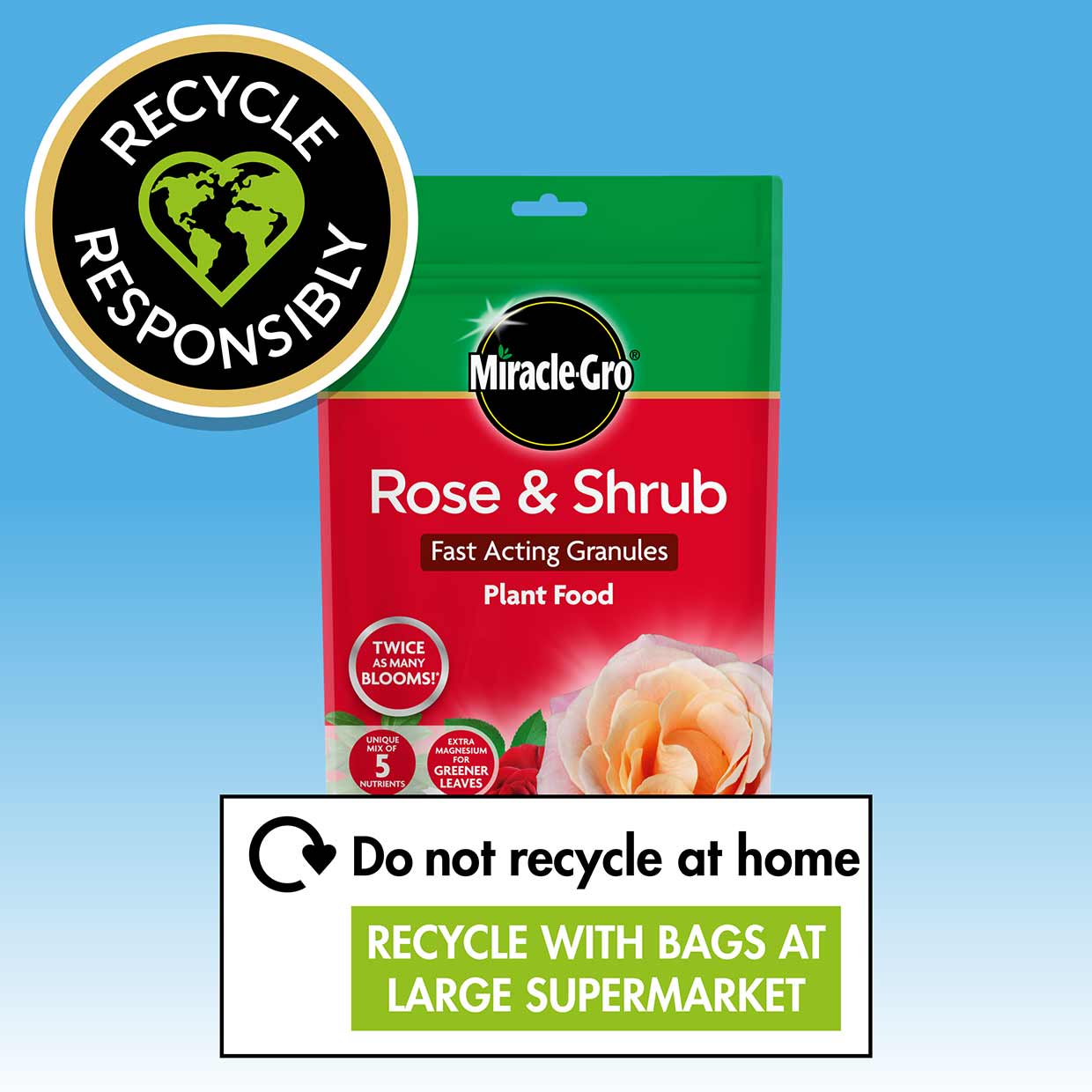 MiracleGro® Rose & Shrub Fast Acting Granules Plant Food 750g pouch