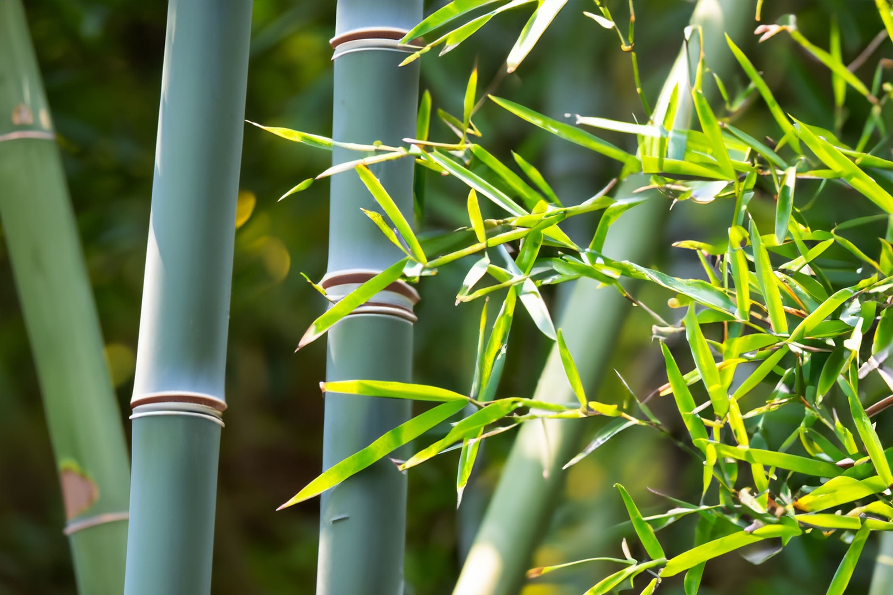 Green bamboo tree branches and leaves.