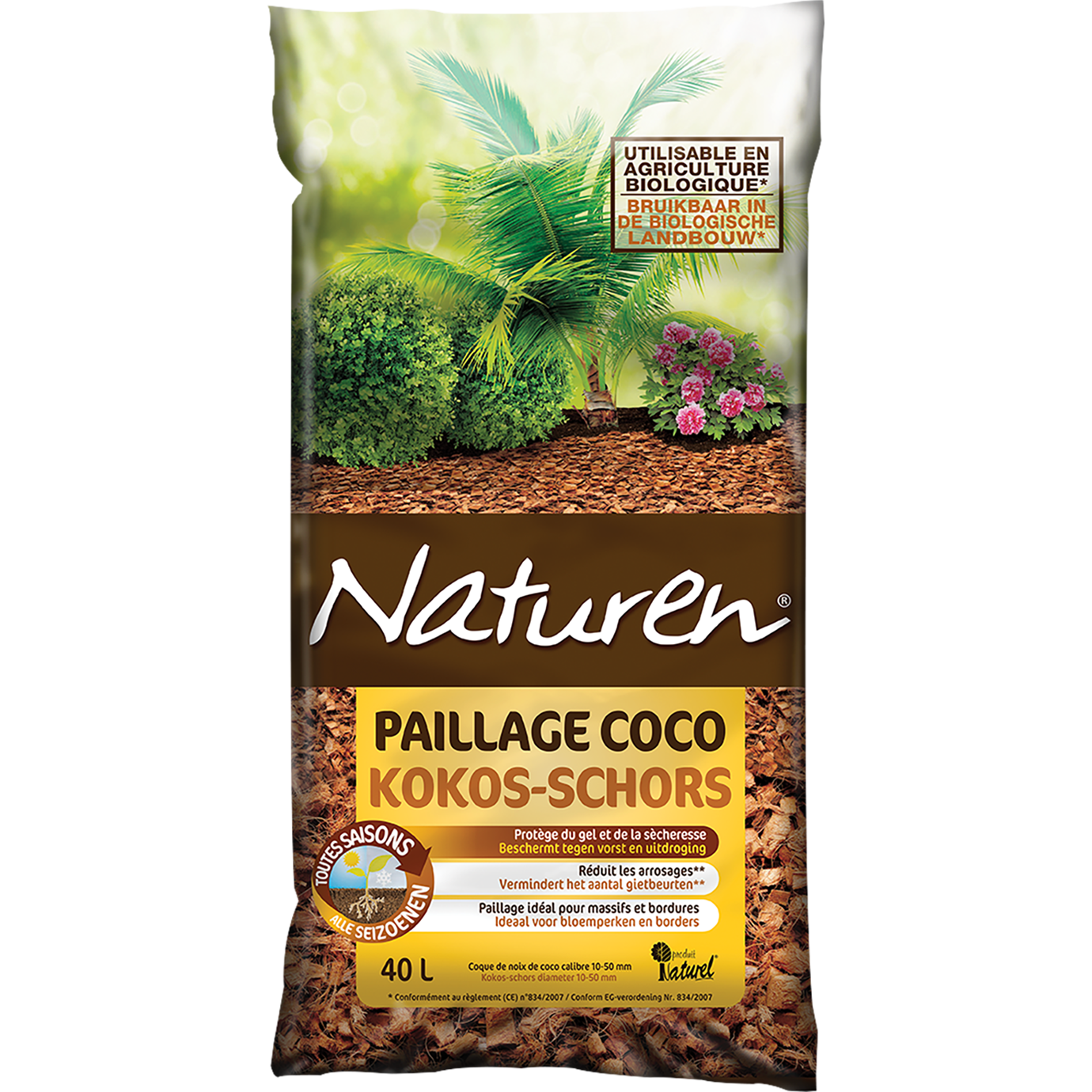 Vert toute l'année pour plantes en pot Tapis de coco avec trou de protection Protection contre le gel Fleur Novatool Disques de paillage en noix de coco Ø 37 cm 