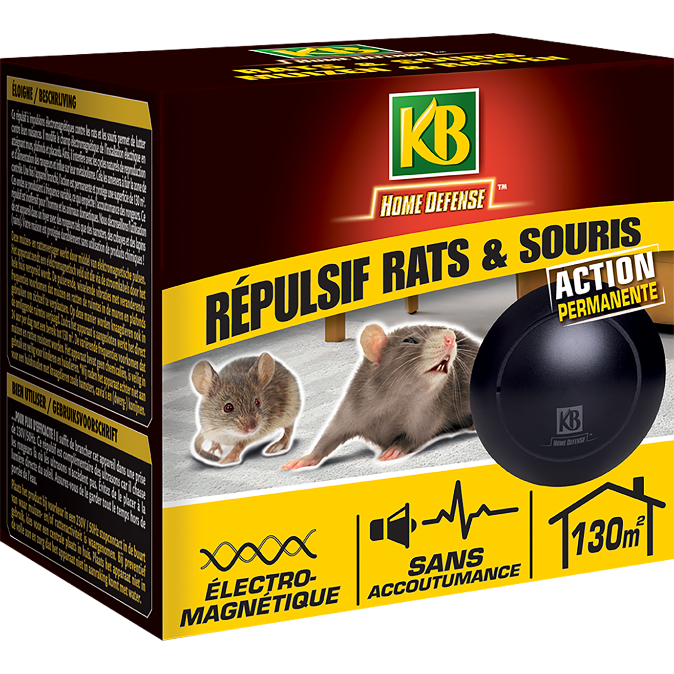 KB Home Defense ® Répulsif rats et souris électromagnétique, 1 pièce La Pause Jardin