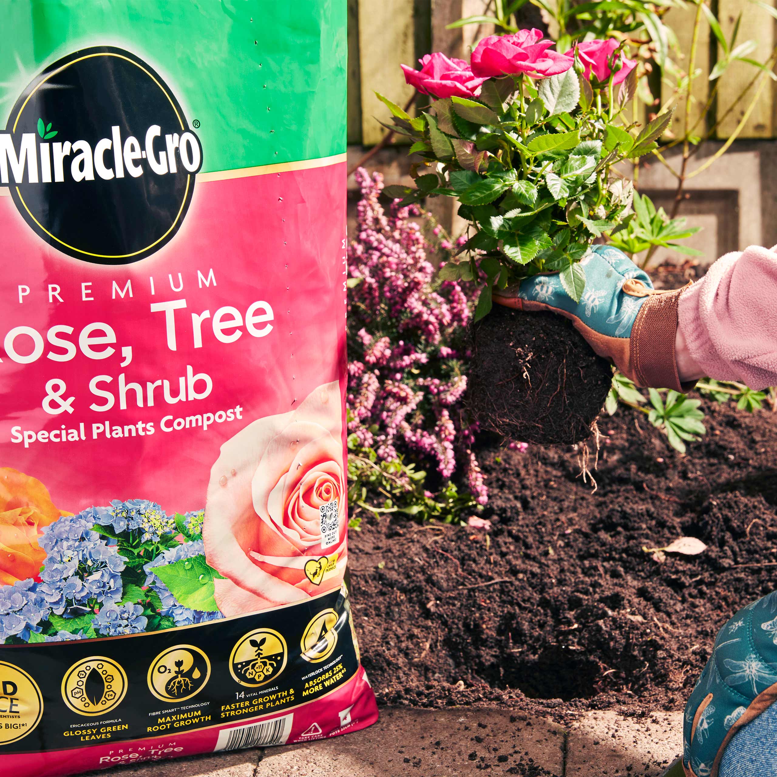 MiracleGro® Premium Rose, Tree & Shrub Compost 40 litres