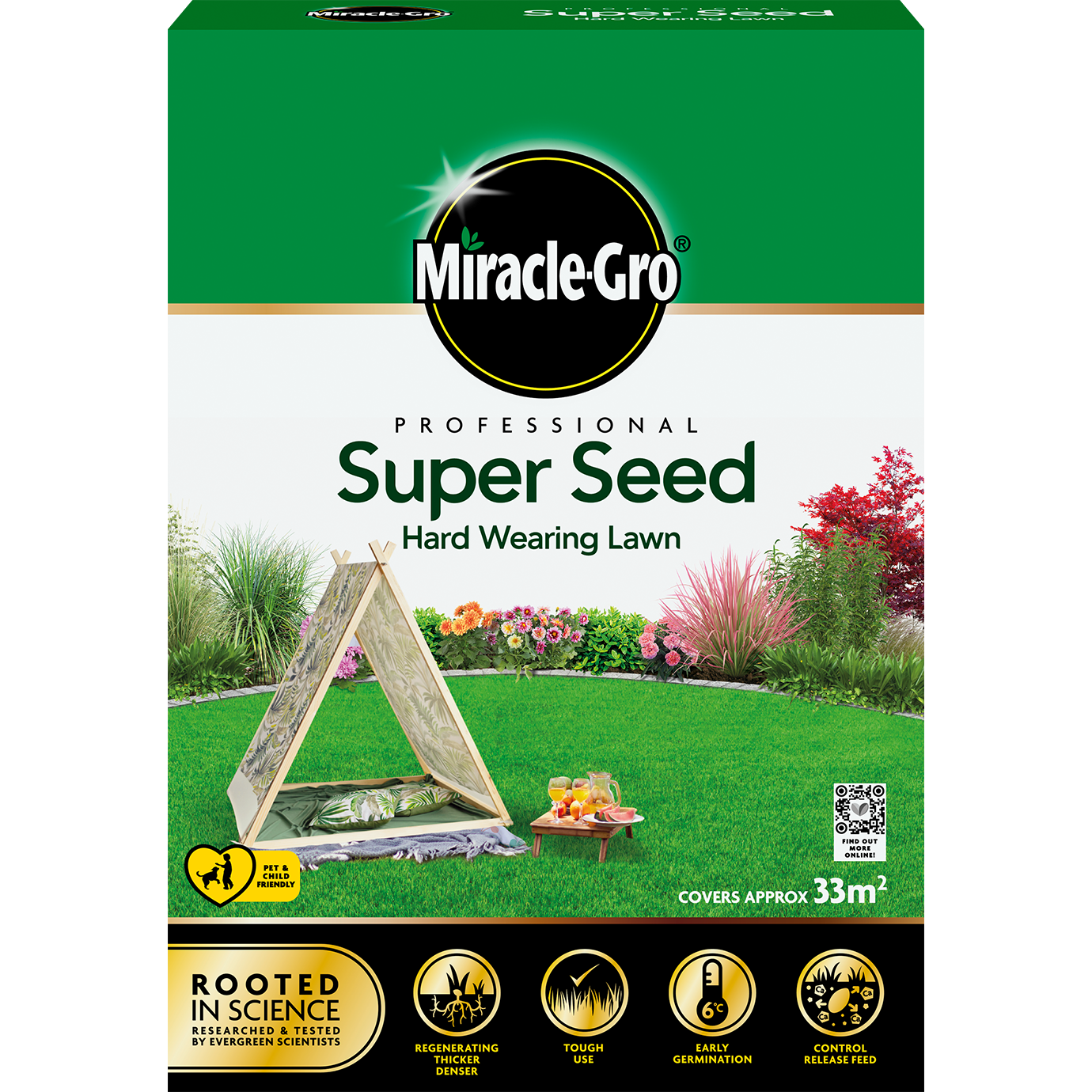 MiracleGro® Professional Super Seed Hard Wearing Lawn 1kg carton