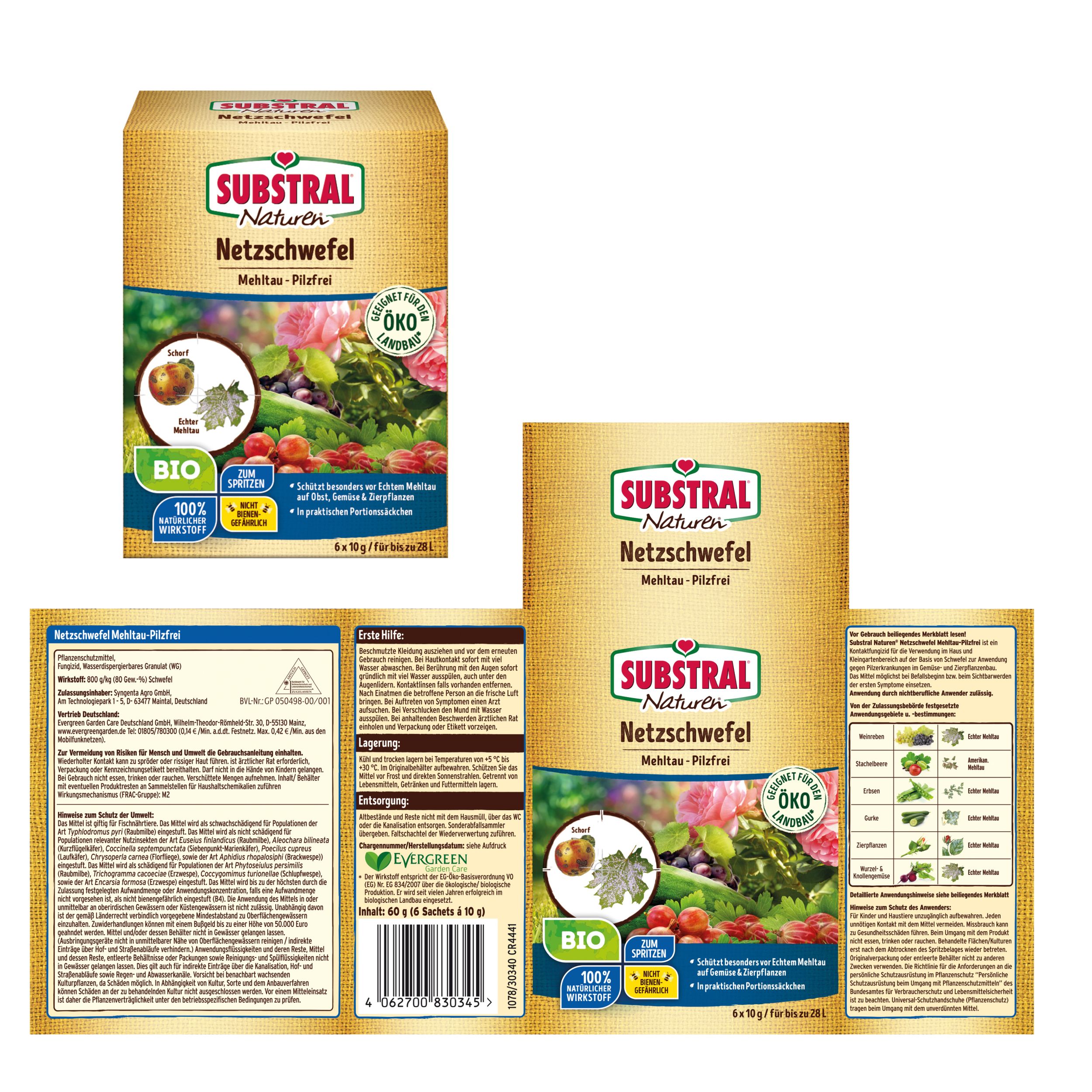 SUBSTRAL Naturen Netzschwefel Mehltau-Pilzfrei, 6 x 10 g | Liebe Deinen  Garten DE