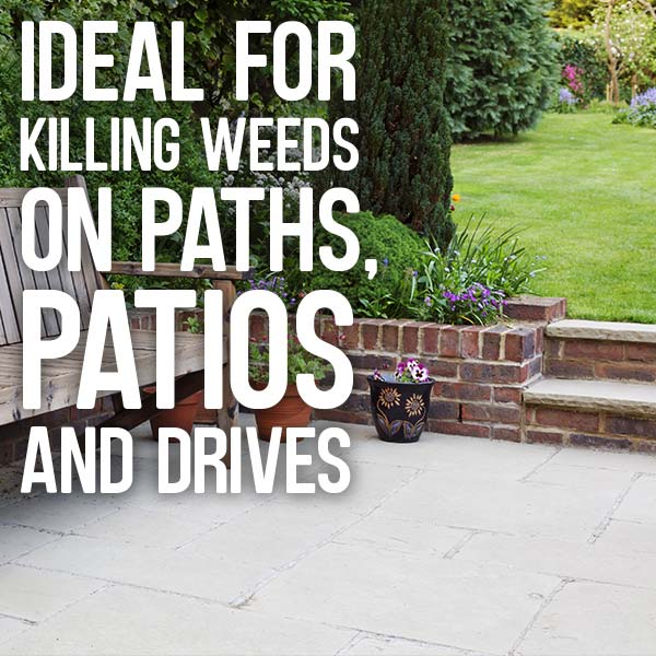 Ideal for weeds on paths, patios and drives
