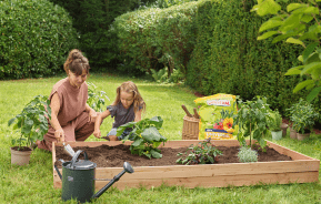 Mutter und Tochter im Bodenbeet