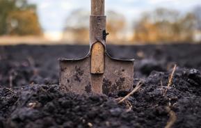 Digging up soil