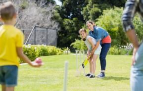 Cricket on backyard lawn