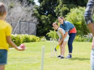 Cricket on backyard lawn
