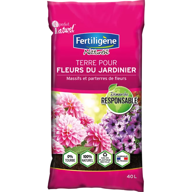 Fertiligène terre pour fleurs du jardinier sans tourbe main image