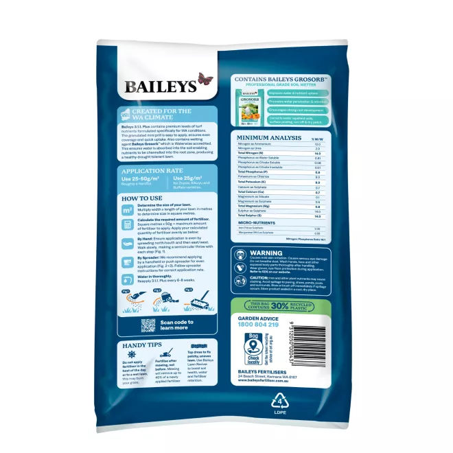Baileys 3.1.1. Plus Waterwise Lawn Food (WA Only) image 2