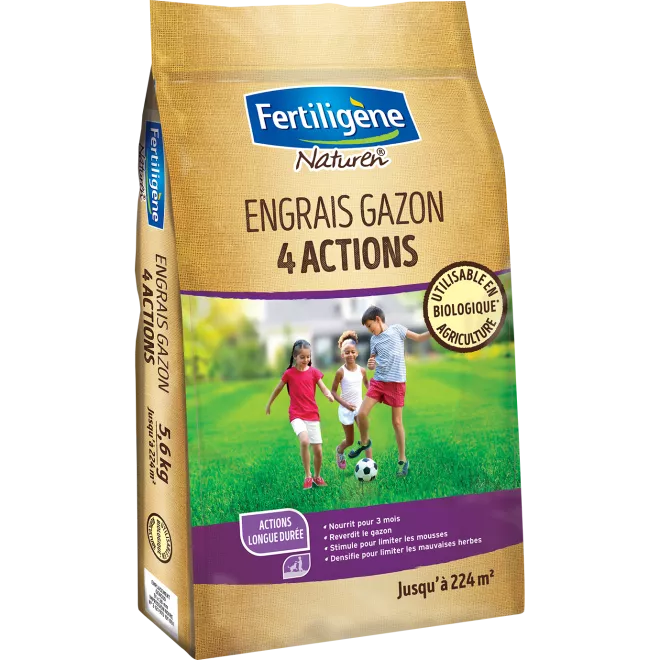 Fertiligène engrais gazon 4 actions main image