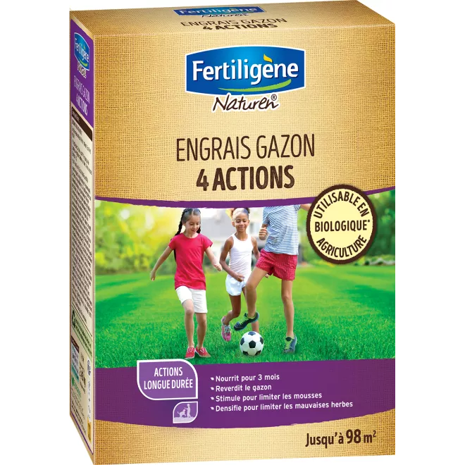 Fertiligène engrais gazon 4 actions main image