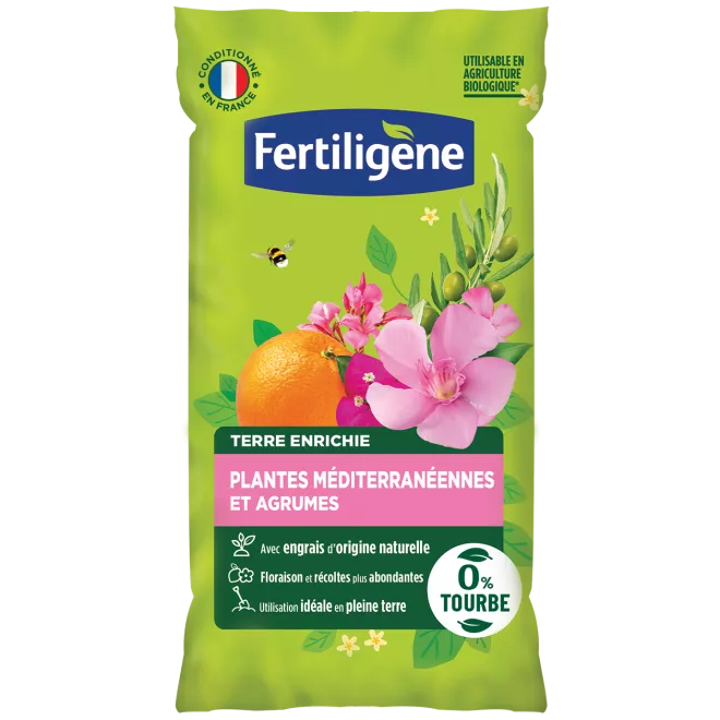 Fertiligène terre plantes méditerranéennes et agrumes sans tourbe main image
