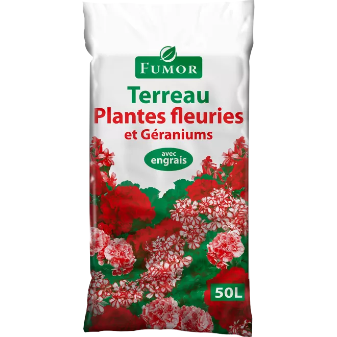 Fumor terreau plantes fleuries et géraniums main image