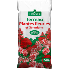 Fumor terreau plantes fleuries et géraniums main image