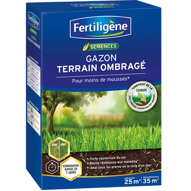 Fertiligène semences gazon terrain ombragé main image