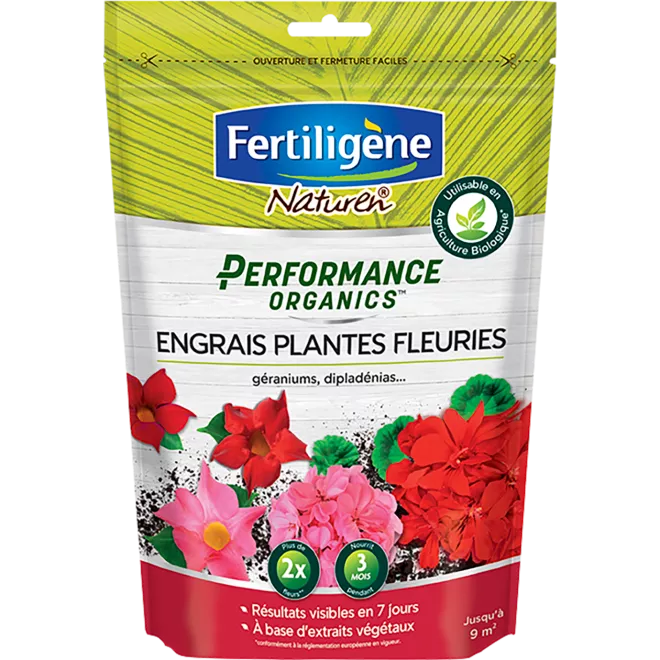 Fertiligène performance organics engrais plantes fleuries, géraniums main image
