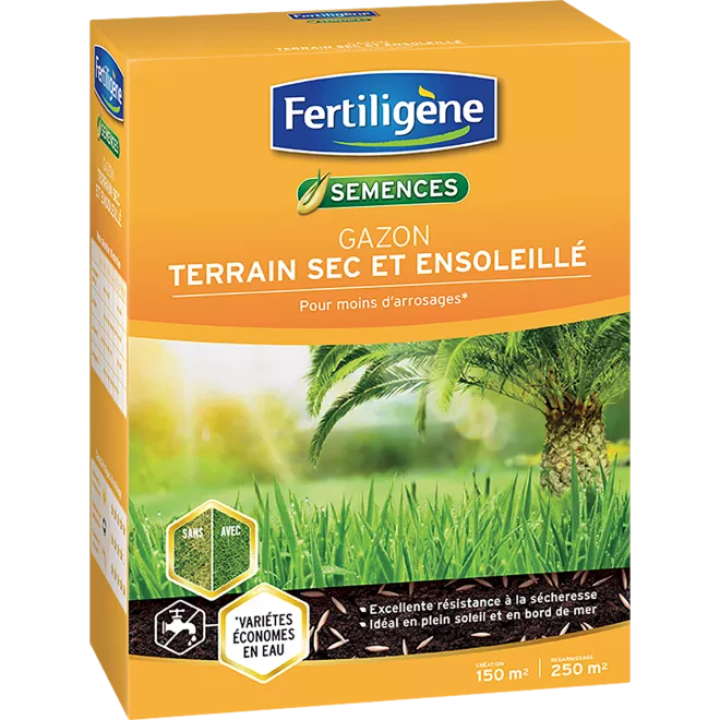 Fertiligène semences gazon terrain sec et ensoleillé main image