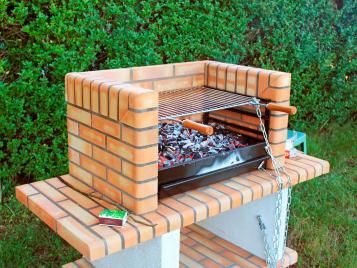 A modern barbecue station made of brick