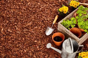 Mulch and garden tools