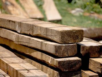 Pile of garden railway sleepers