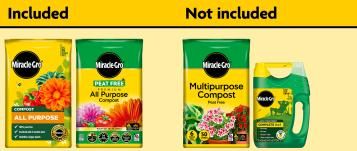 Miracle-Gro Multipurpose Compost and Miracle-Gro Lawn Products are not included